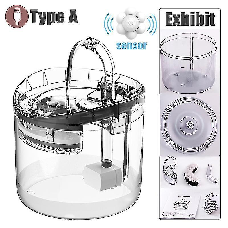 2l Intelligent Cat Water Fountain With Faucet Dog Water Dispenser Transparent Drinker Pet Drinking F
