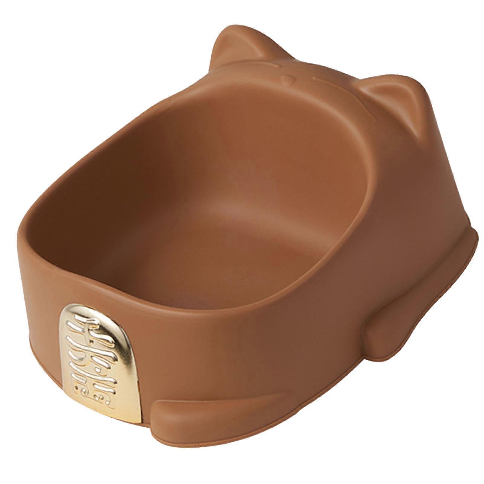 Pet Cat Feeding Bowl Cute Fortune Cat Shape Prevent Slip Pet Feeding Bowl for Pet Cat Dog Brown