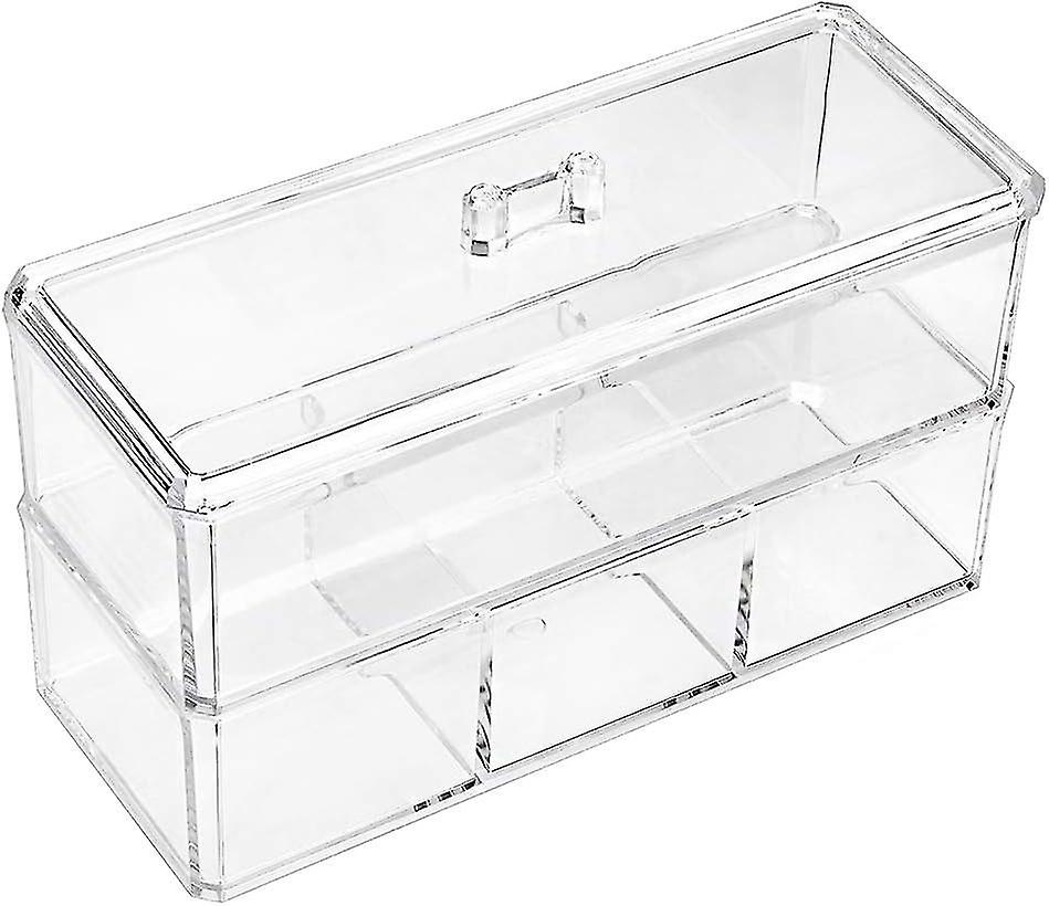 Acryl Clear Cosmetic Organizer Double Layer Cotton Swab Container (4 Compartimenten)