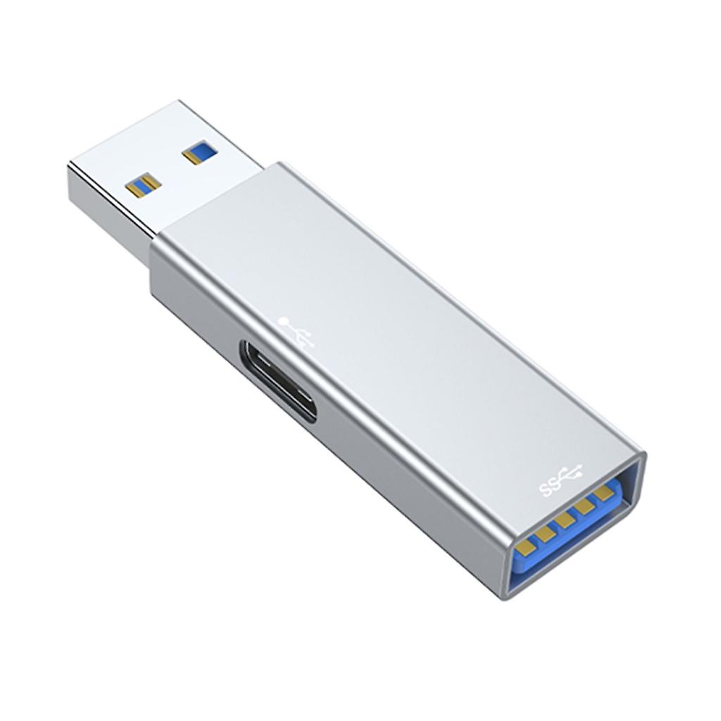 aluminiumslegering USB-hub USB3.0 til type C + USB3.0 kvinnelig adapteromformer for lading av bærbart tastatur og dataoverføring