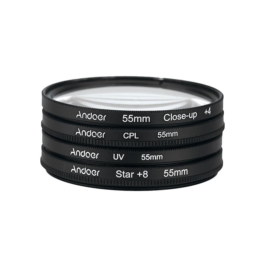 Andoer 55mm UV+CPL+Close-Up+4 +Star 8-Point Filter Circular Filter Kit Circular Polarizer Filter Mac