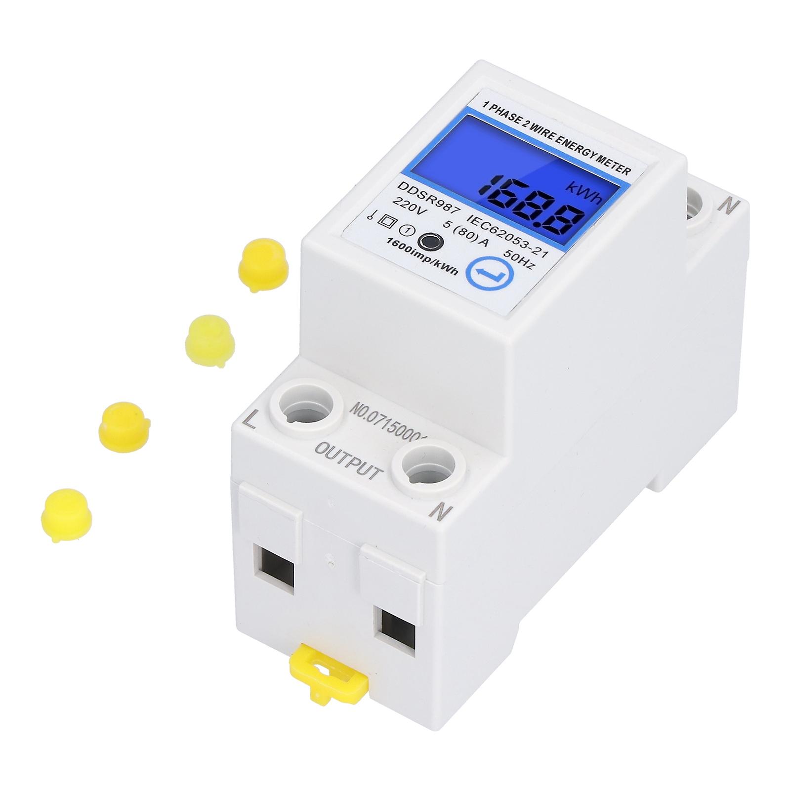 LCD Digital Single Phase Electricity Meter 5(80)A DIN Rail Installation
