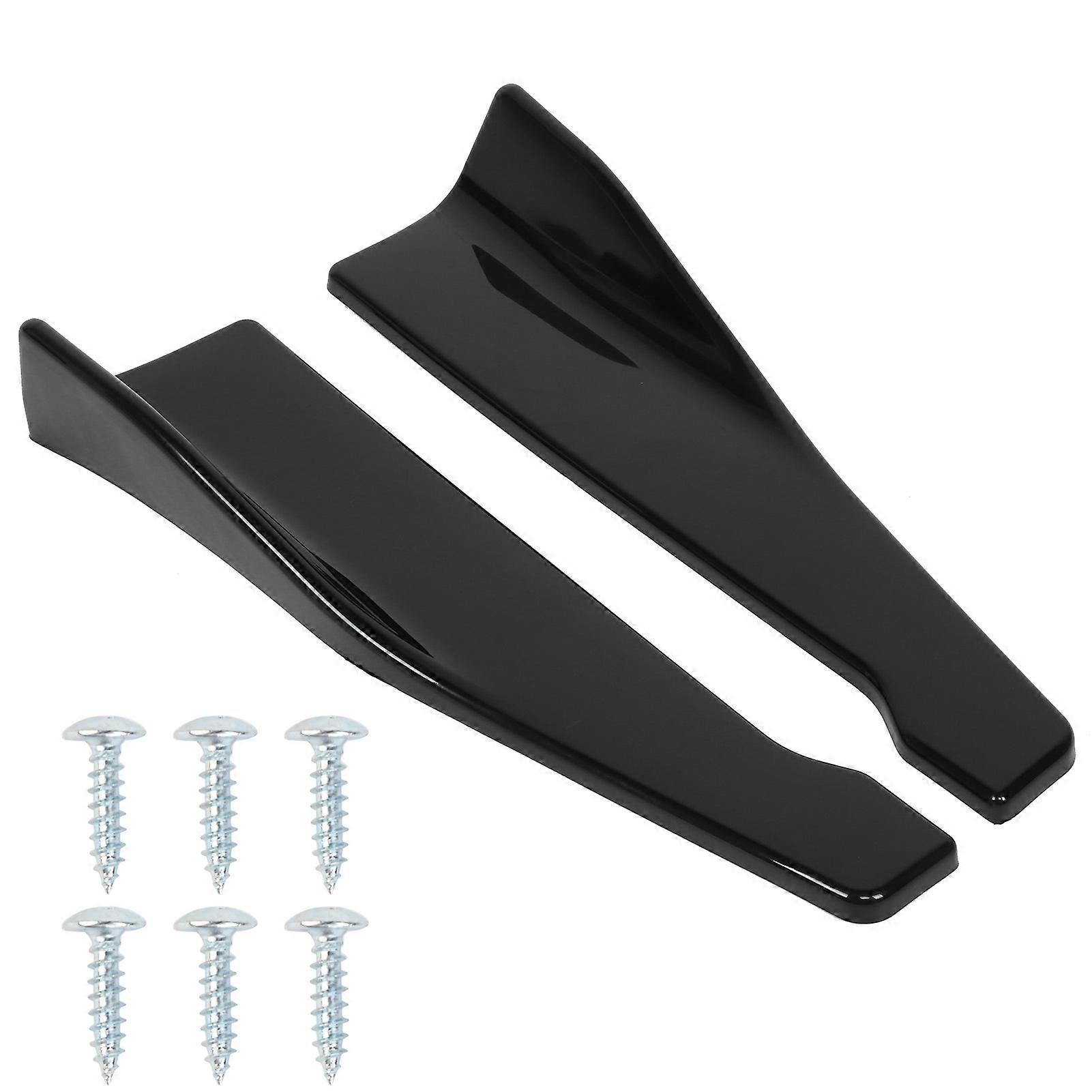 2pcs Rear Bumper Diffuser Lip Protection Universal Winglet Diffuser Glossy Black