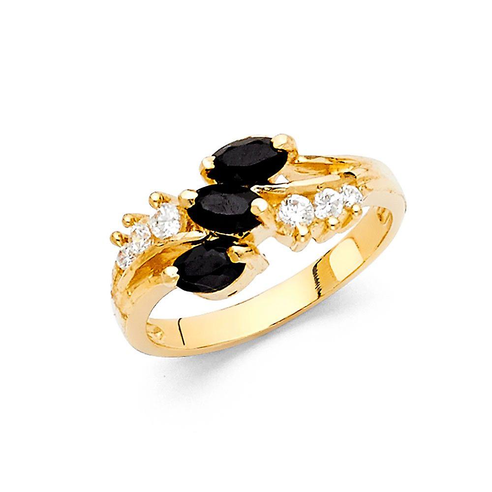 14k Yellow Gold Cubic Zirconia Fancy Ring Size 7 Band Style-Ring for Women - 2.1 Grams