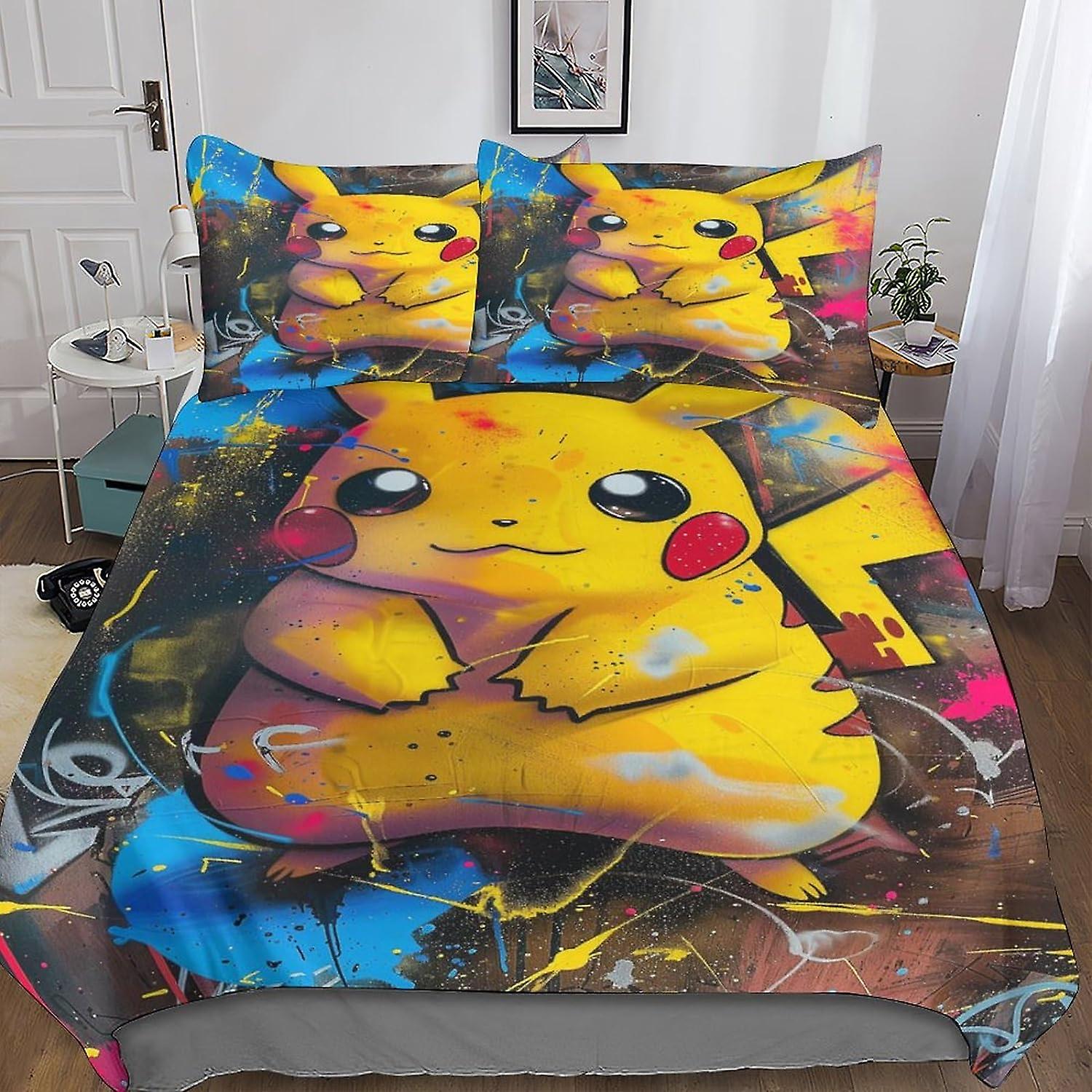 DSJackson Cute Cartoon Wizard Vibrant 3D Print Duvet Cover Set with Hidden Zipper Closure - Microfiber Cartoon Bedding Set with Pillowcases - Perfect