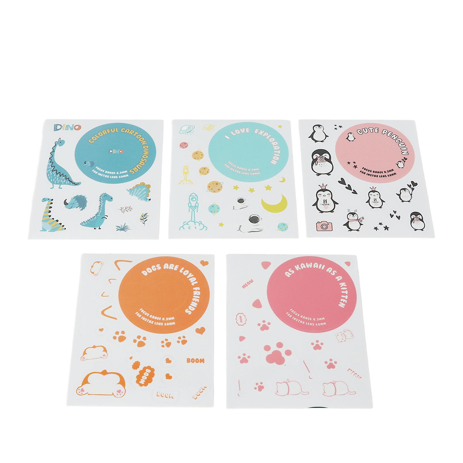 Decoration Cute Cartoon DIY Stickers 5 Different Pattern Camera Stickers for Fuji Instax Mini 11 Camera Space Animals Series