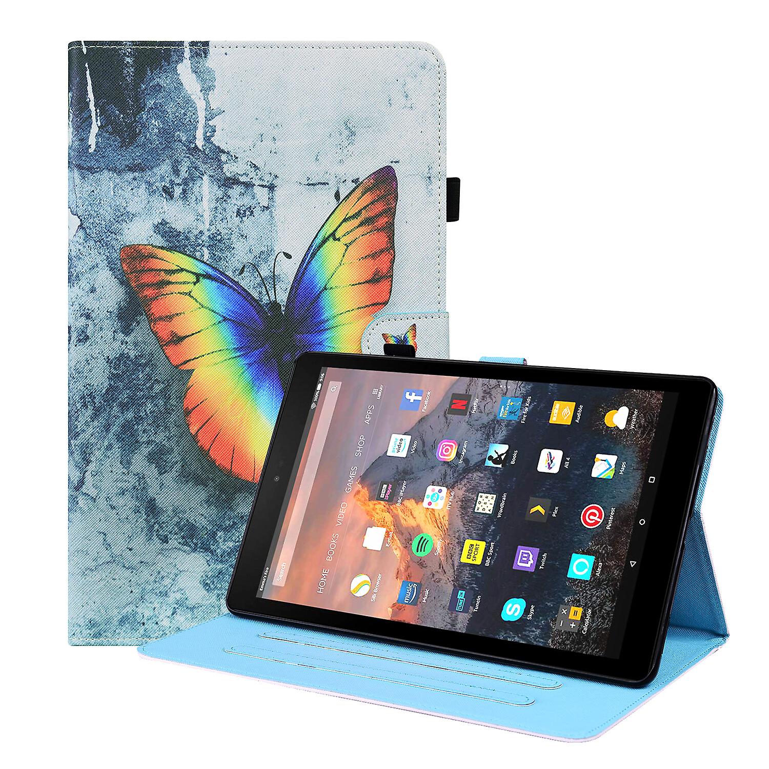 لإصدار Amazon Fire Hd8 2015/2016/2017/2018 مع حامل قلم رصاص تلقائي للنوم / الاستيقاظ وظيفة غطاء ذكي من جلد PU