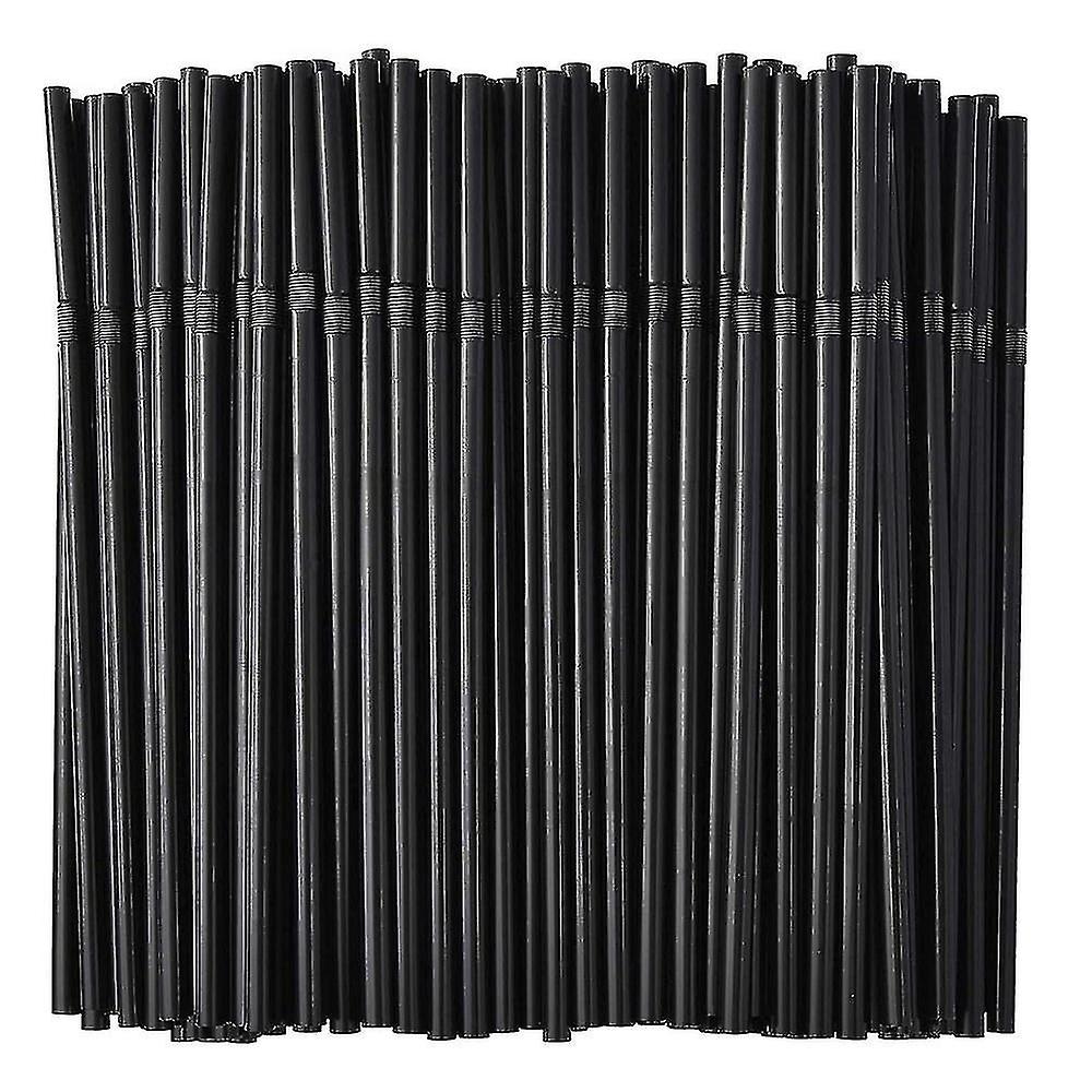 500/200/100pcs Flexible Bendy Black Drinking Straws Plastic Disposable Straws