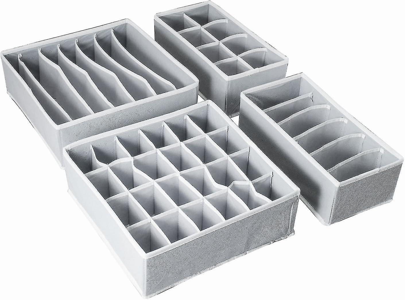 Closet Underwear Organizerfoldable Storage Box Drawer Divider Kit Set Of 4 Gray