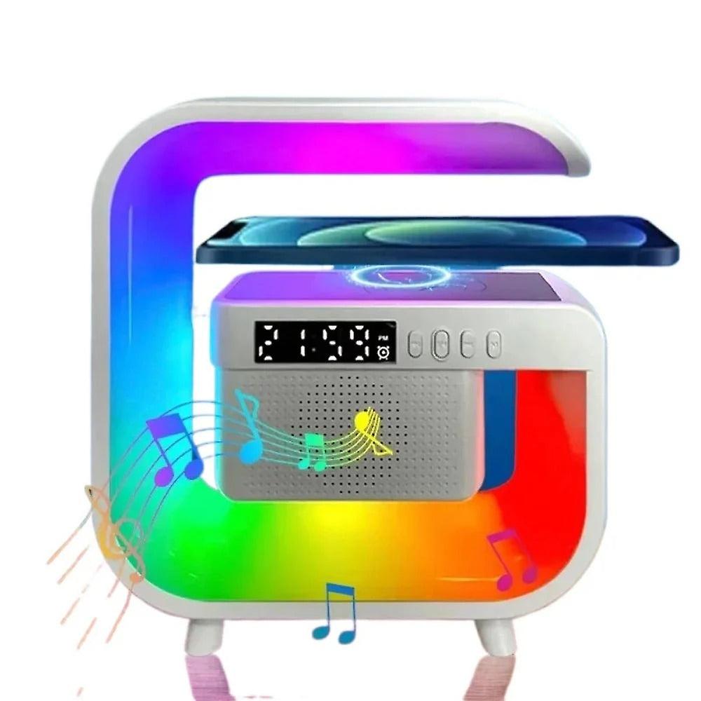 Wireless Charger Stand With Bluetooth Speaker, Alarm Clock, Rgb Light, Fast Charging For Iphone, Samsung, Xiaomi