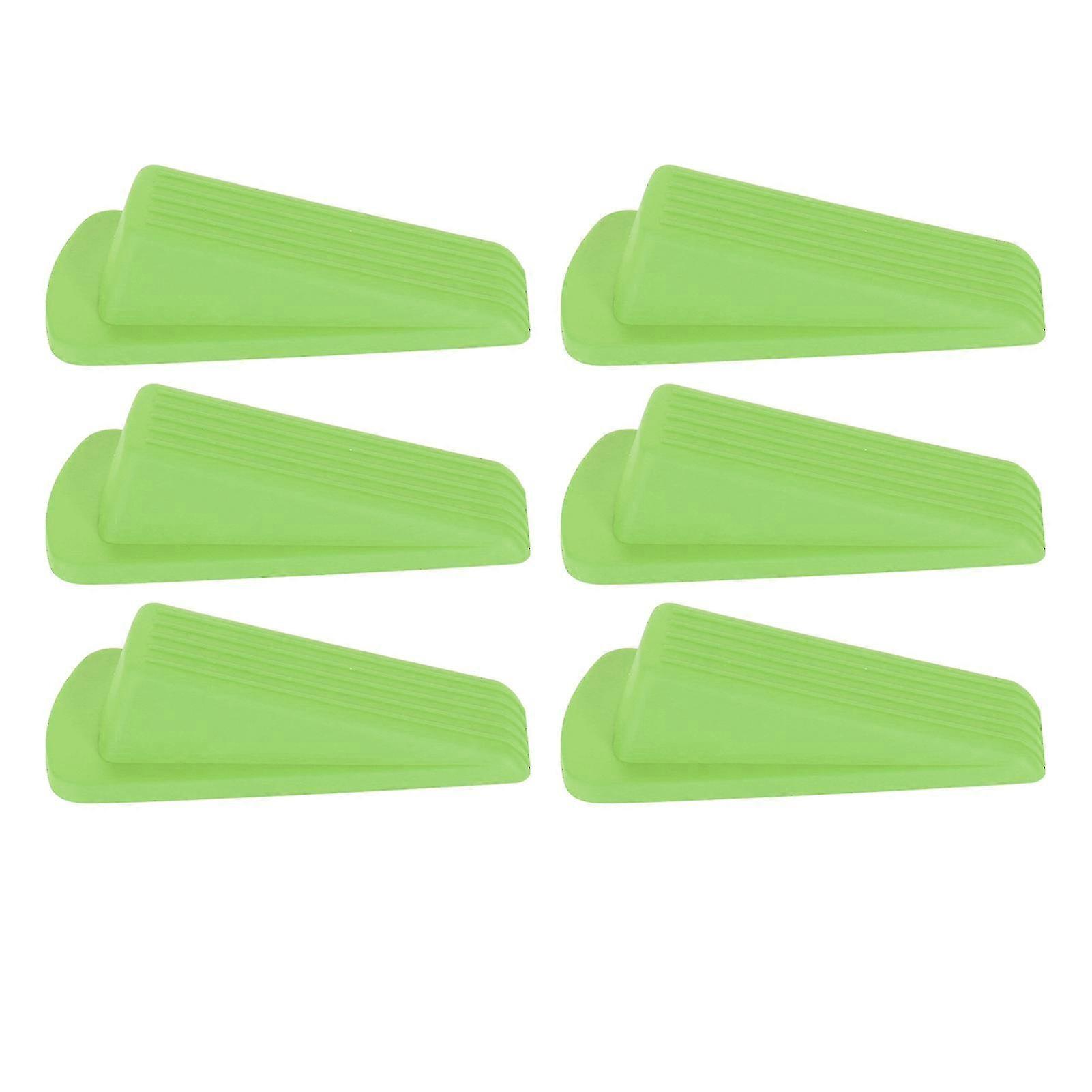 6pcs Door Stop Wedge Scratch Proof Slip Resistance Stable Base Stackable Door Wedge Stopper for Tile Concrete Carpet Wooden Floor Green 