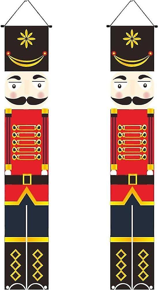 クリスマスバナー1ペア/セットクリスマスくるみ割り人形バナーデコレーションクリスマスレッドくるみ割り人形カプレット