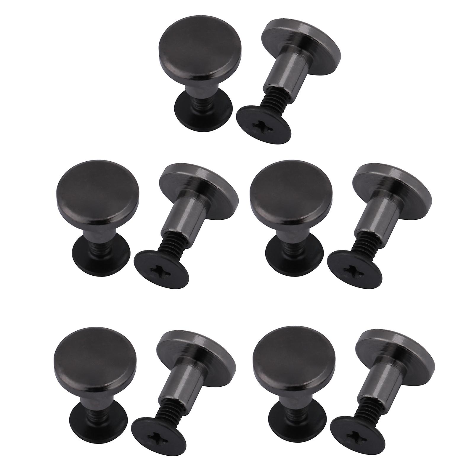 20 Sets 8mm Black Brass Flat Head Rivets Screws for Leather Craft