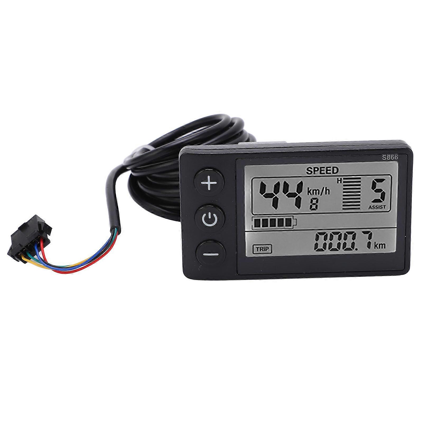 S866 E-Bike LCD Display Panel for 24V/36V/48V Scooters with SM Plug