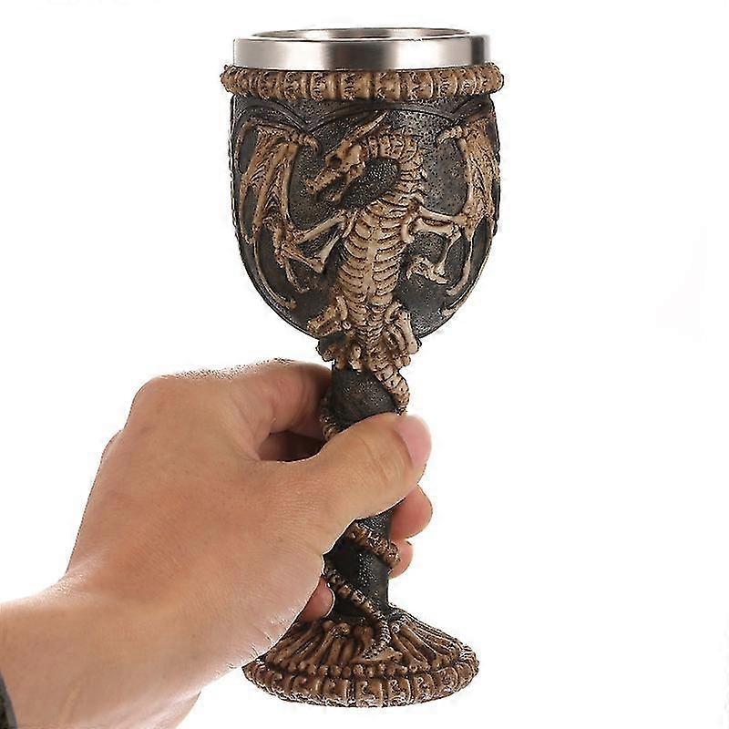 Ortaçağ Ejderha Kadehi Kadehi Dungeons & Dragons Game Thrones Hediye Fikirleri Mal Şarap Damlama Yüzük ile Kadeh İçme 18.5 * 7.5cm