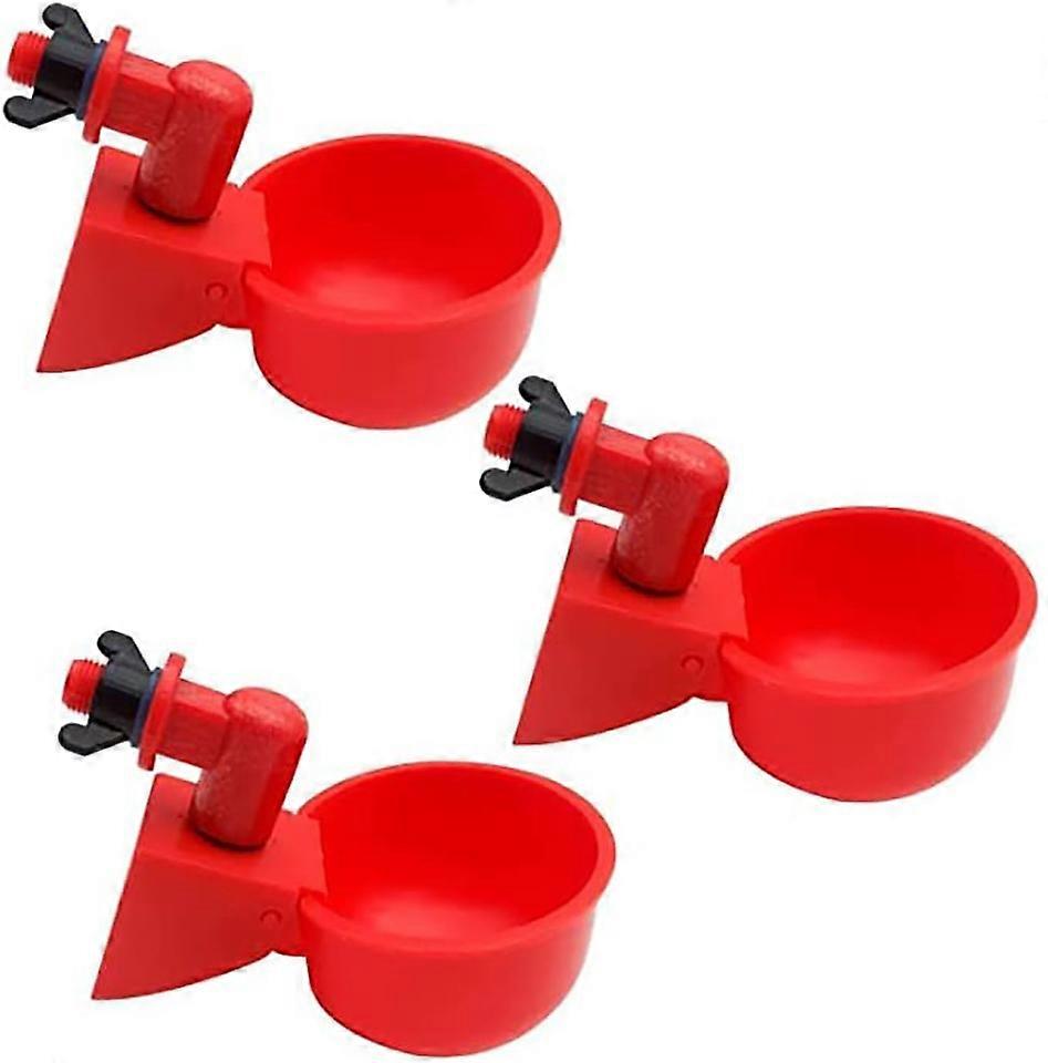 3 Automatic Poultry Waterers - 3/8" Thread - For Duck, Birds, Quail, Chicken, Rooster