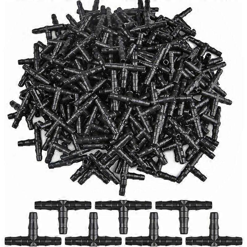 300pcs 3 Way Tee Connectors Three to Barbed Dripper Watering Connector T Connector Adapter Tube Garden Hose Fitting Barbed Sprinkler Drip Hose System
