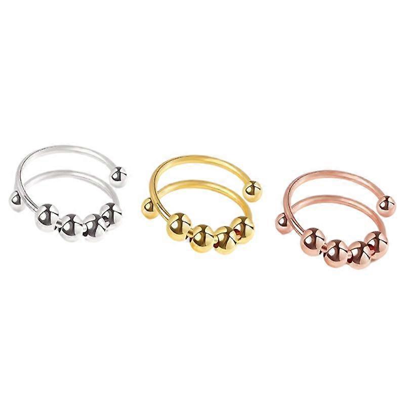 Adjustable anti-stress rings with rotatable beads 3-pack