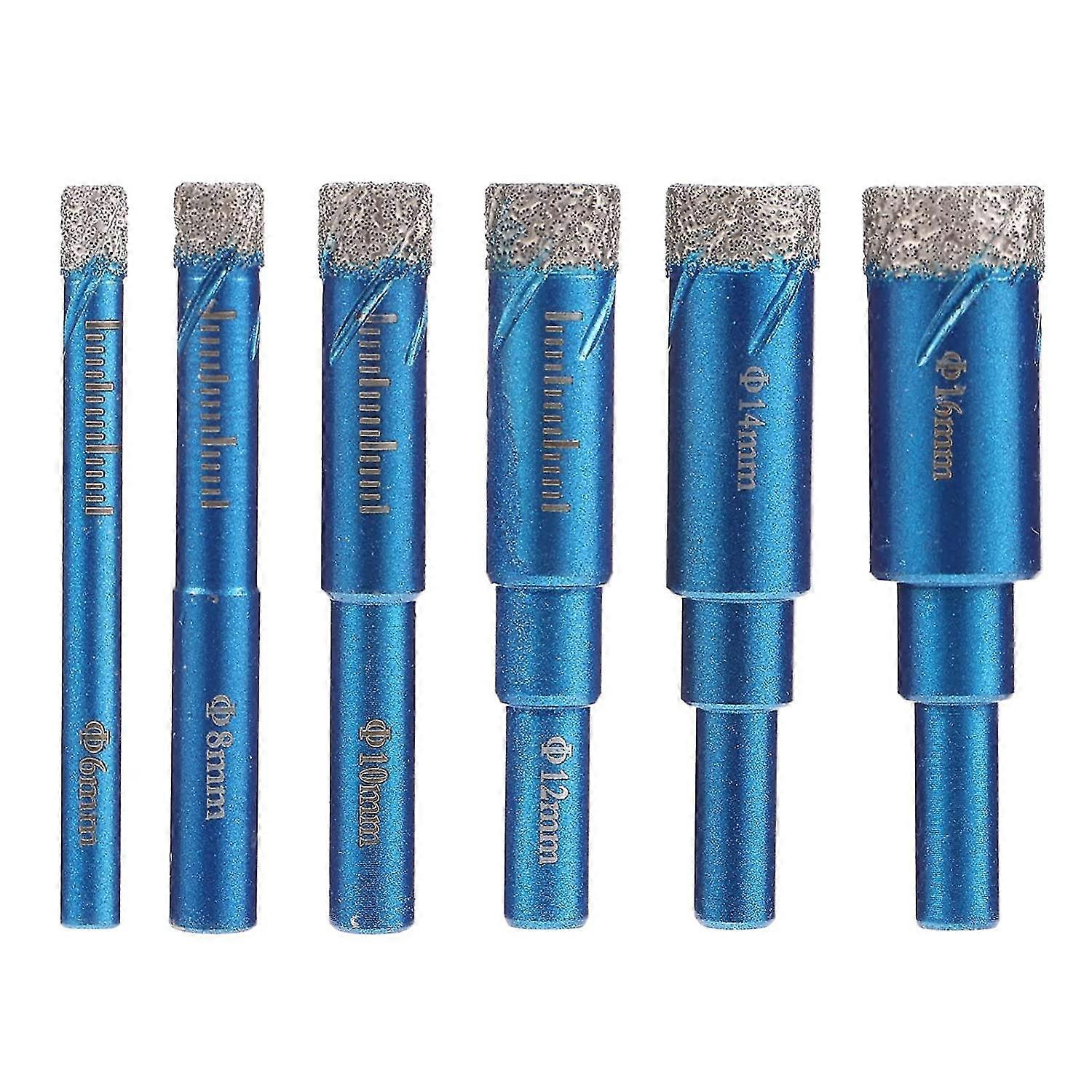 Diamantborr bit Granit Marmor Torr diamantborr bits ihålig kärnborr bitar för murverk betong kakel keramiskt glas (1set (6st))