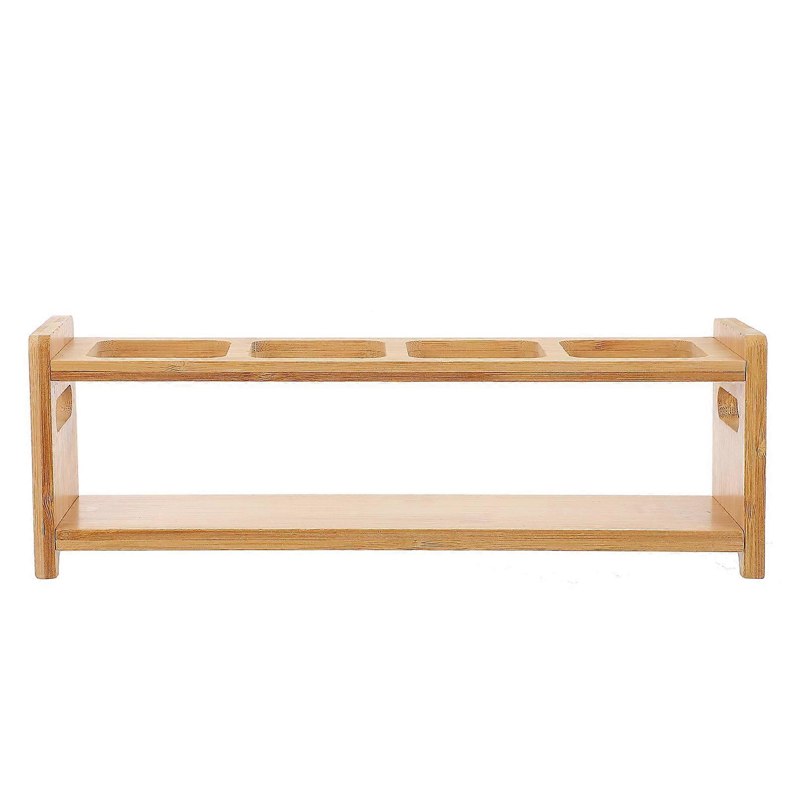 Condiments Rack Wooden Seasoning Bottle Shelf Kitchen Bottles Storage Holder