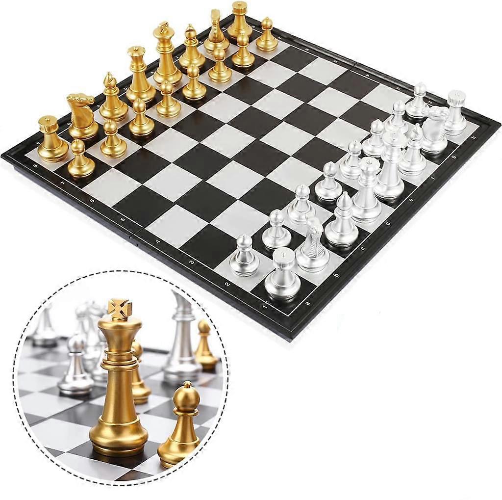 Chess & Checkers Deluxe 2-in-1 Chess with 36*36cm Magnetic Foldable Chessboard Large