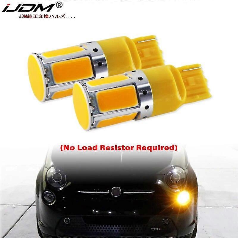 (2) No Resistor Need Amber Yellow 240-emitter COB LED 7440 T20 LED Bulbs For Front or Rear Turn Signal Lights (No Hyper Flash)