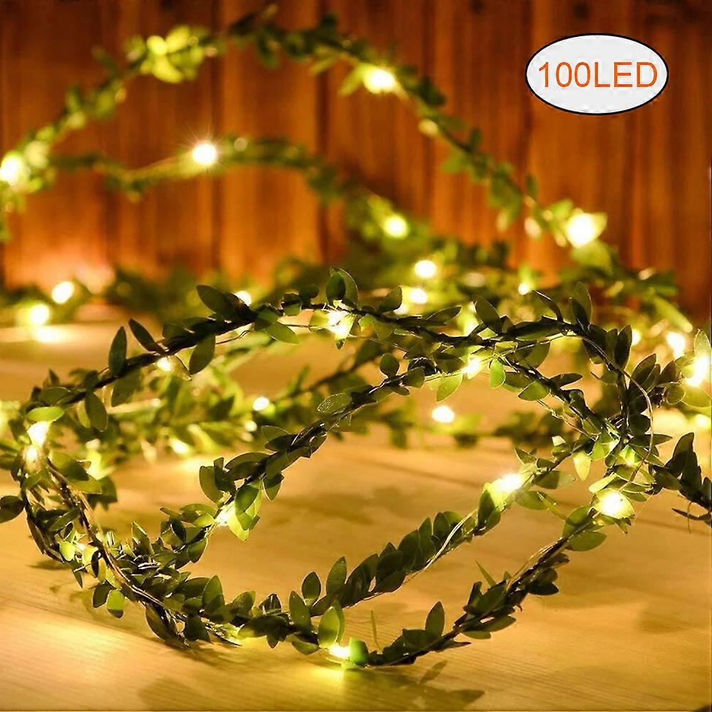 2/3/5/10M LED Artificial Leaf Garland Realistic Leaf Wreath with String LightNEW2