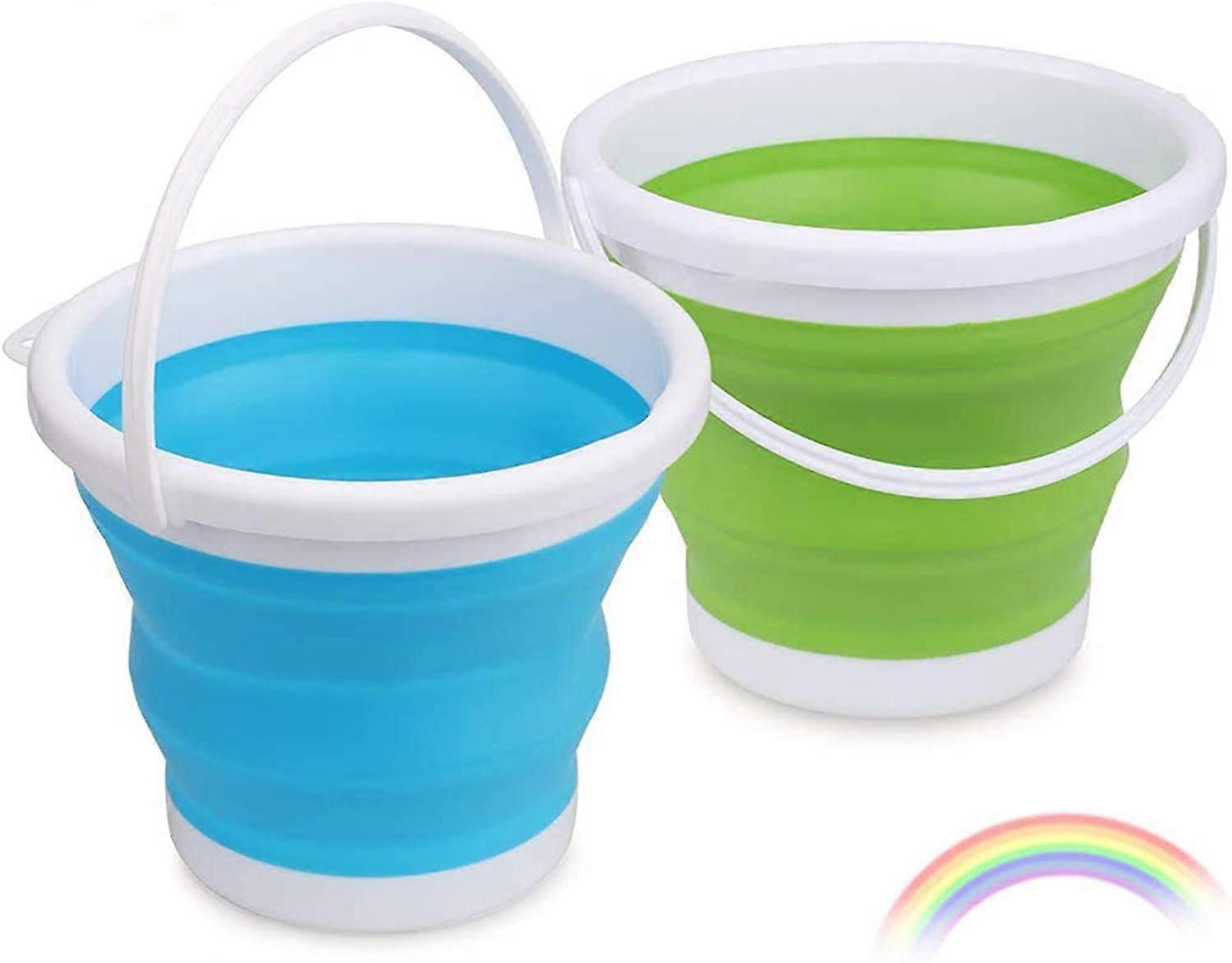 Foldable Beach Buckets Set 6.5" Large Sand Portable Pails Kit