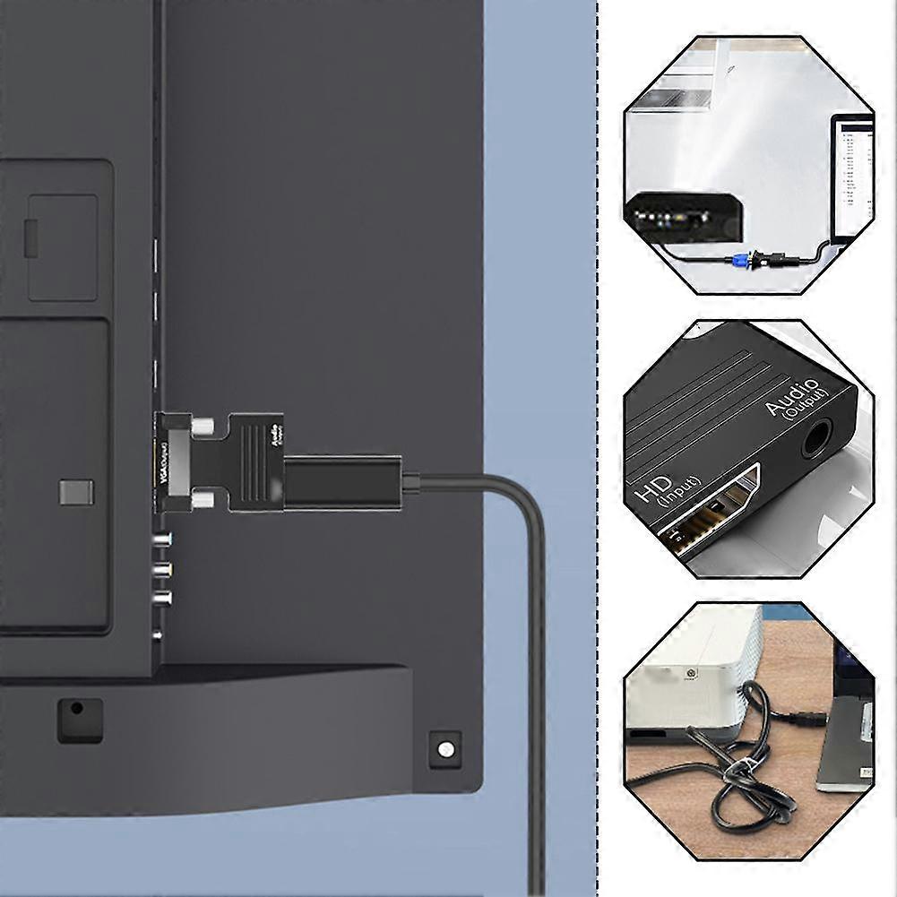 1080P HDMI أنثى إلى VGA ذكر مع الصوت إخراج كابل محول محول الرصاص