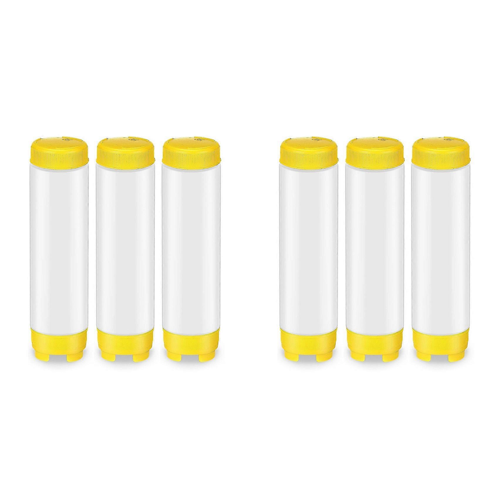 6X 16Oz Inverted Plastic Squeeze Bottles, Refillable Tip Large Valve Dispenser Condiment Squeeze Bo