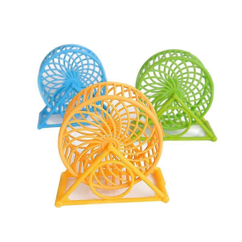 3pcs funny hamster running wheel playing roller toy pet running wheel with holder (random color)