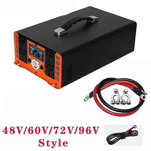 10000W Pure Sine Wave Inverter--24v/48v/60v/72v/96v Converter For Home, Rv And Off-grid Solar Systems + 2 Ac Outlet & Led Light