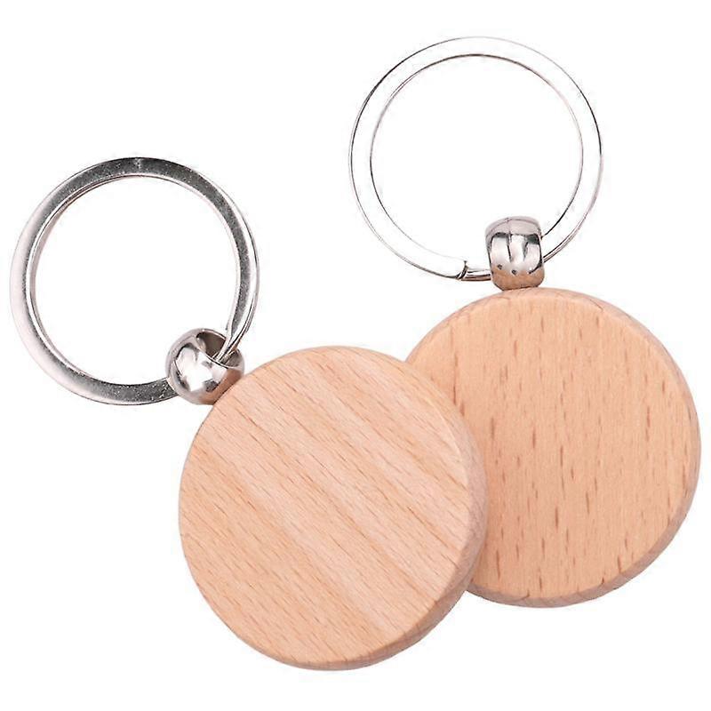 100Pcs Round Wooden Key Chain Diy Wood Keychains Key Tags Can Engrave Diy Gifts
