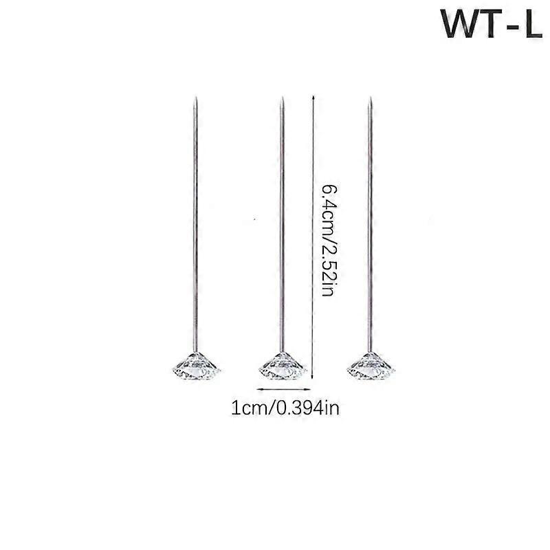 50PCS Flower Bouquet Pins Wedding Flower Stitching Needle Clear Crystal Diamond Head Pins DIY Sewing Accessories Craft