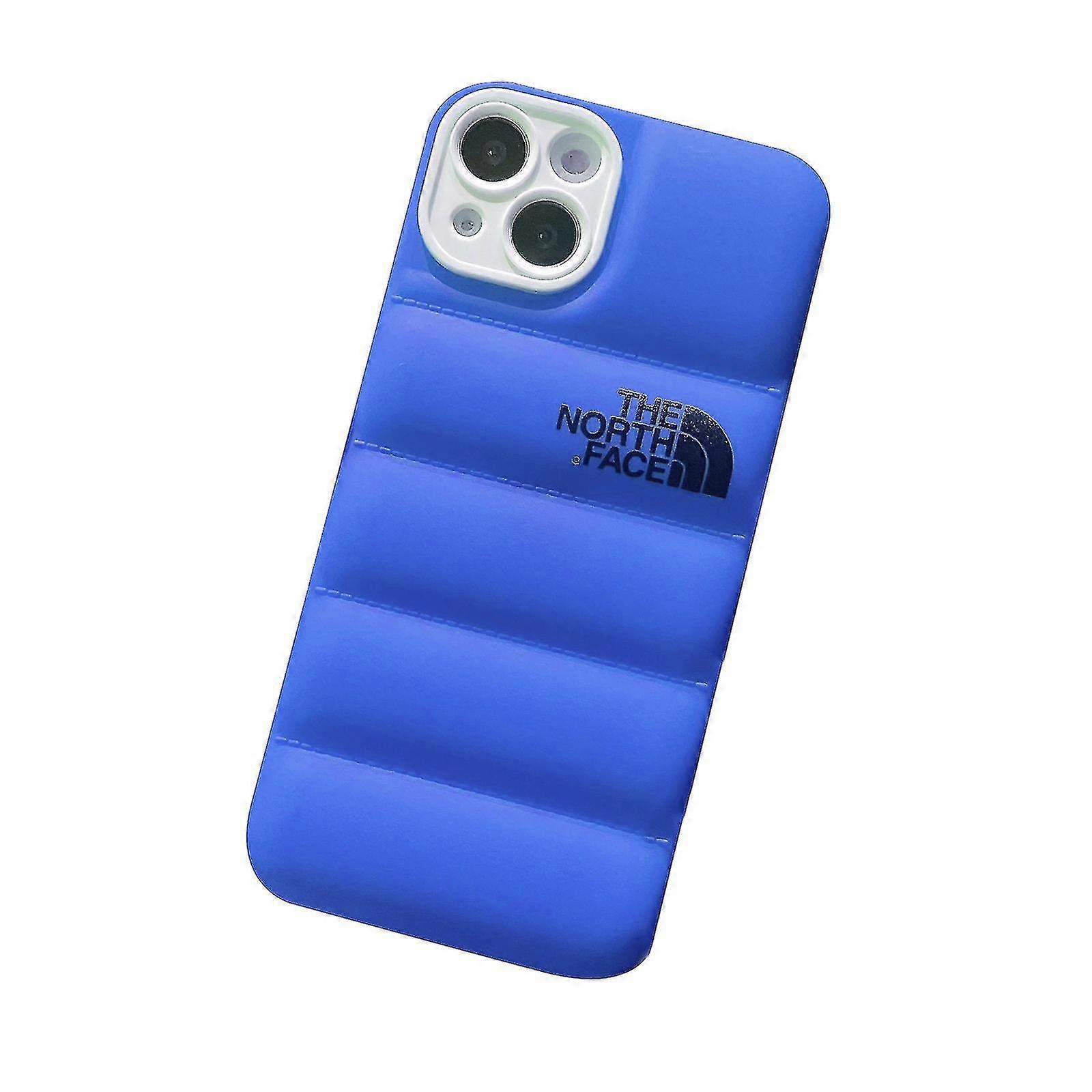 Piumino invernale 3d La custodia del telefono in tessuto morbido Puffer, custodia antiurto carina 3d per Iphone 15 Promax / 14 Promax blu iPhone 15...