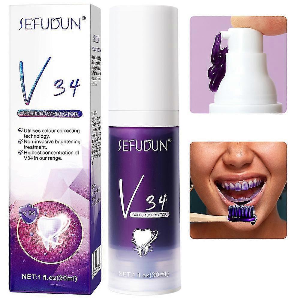 Teeth Cleansing Toothpaste, 30ml V34 Corrector Teeth Whitening Tooth Whitening Enamel Care Sensitive Teeth Toothpaste Intensive Stain Removal Reduce Y