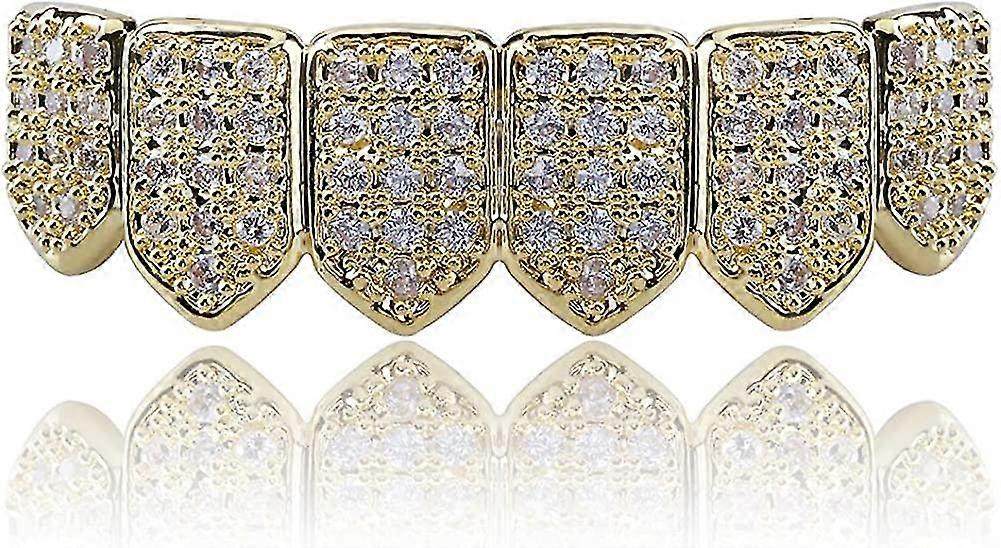 18k Gold Plated Macro Pave Cz Iced-out Grillz Molding Bars Included