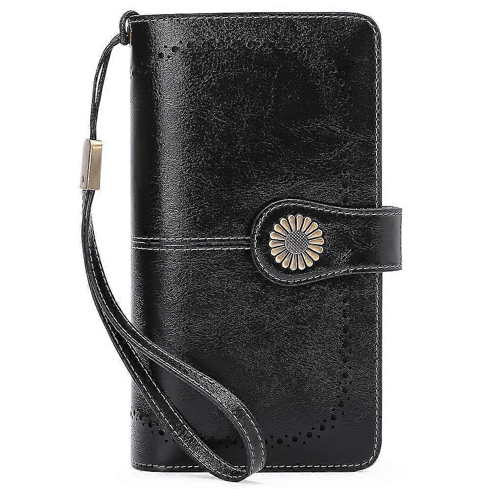 Women's Long Section Zip Leather Wallet Large Capacity Clutch Bag