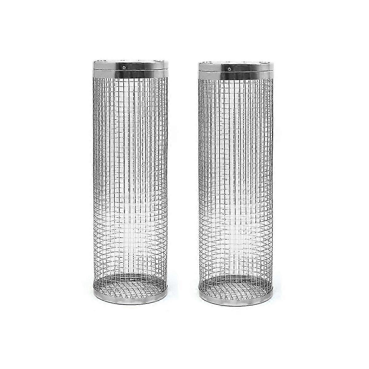 2pcs Rolling Grilling Basket - Greatest Grilling Basket Ever, Round Stainless Steel Grilling Mesh