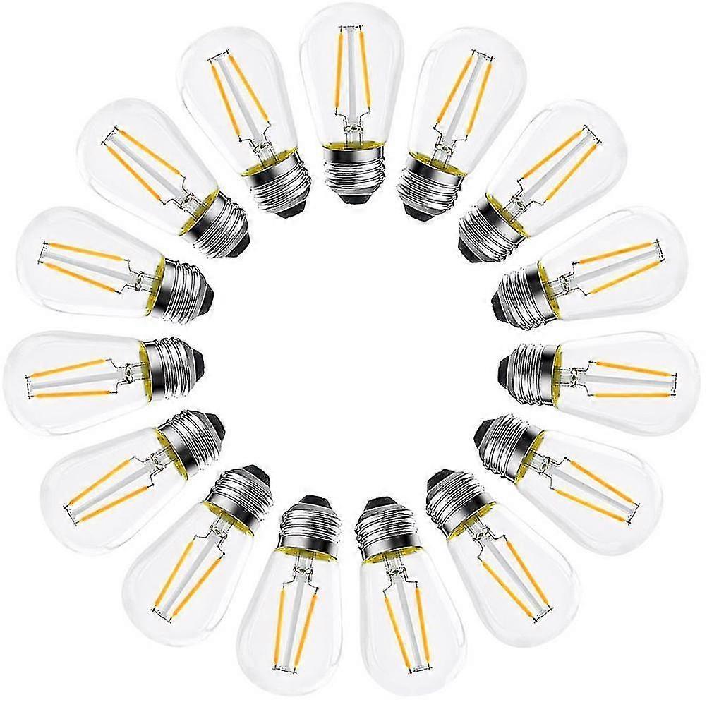 15 Pack Led S14 Replacement Light Bulbs E26 2w Bulbs For Outdoor String Lights