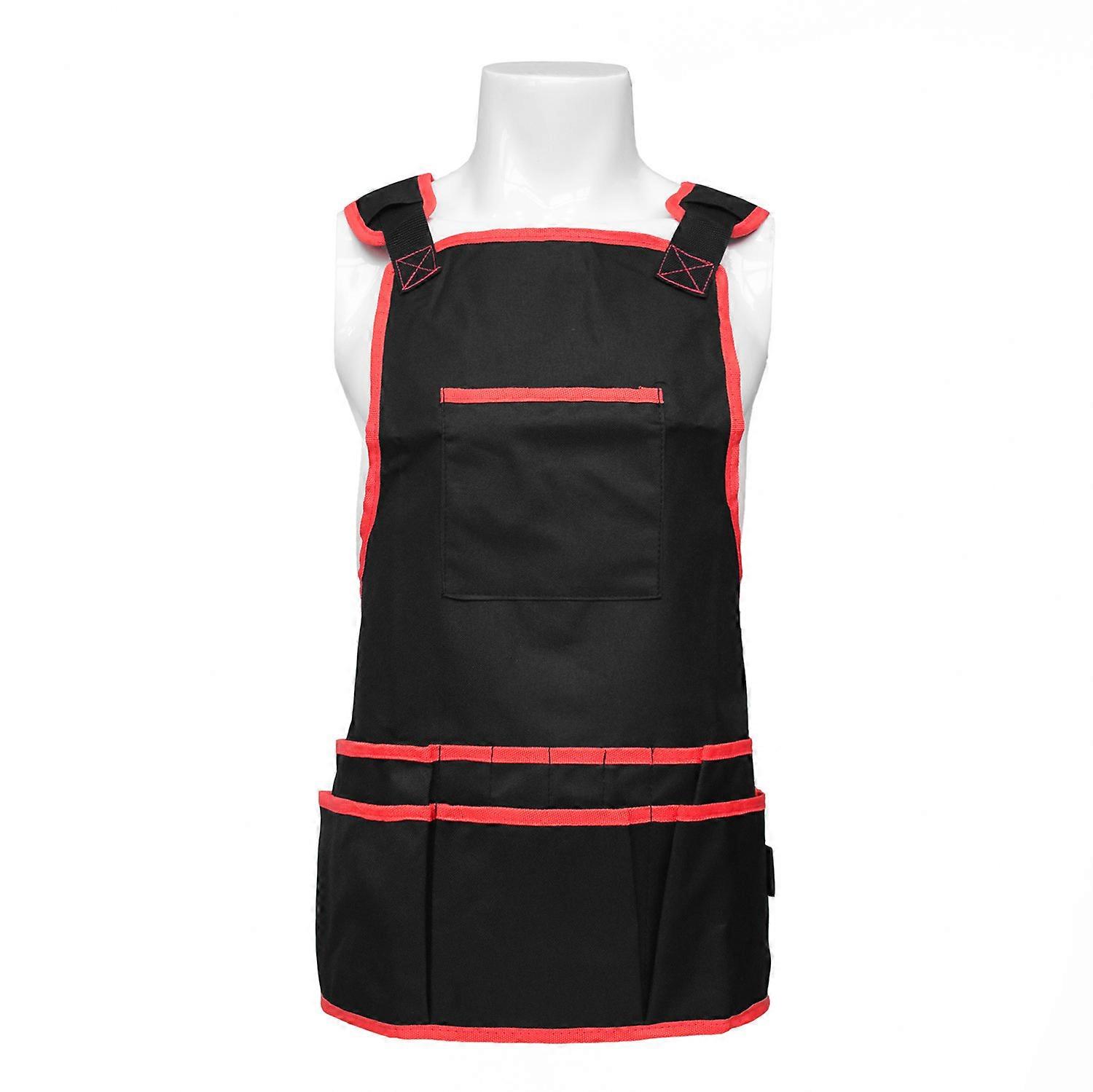 Work Tool Apron Durable Canvas Apron with 14 Tool Pockets Adjustable Cross Back Straps Work Apron