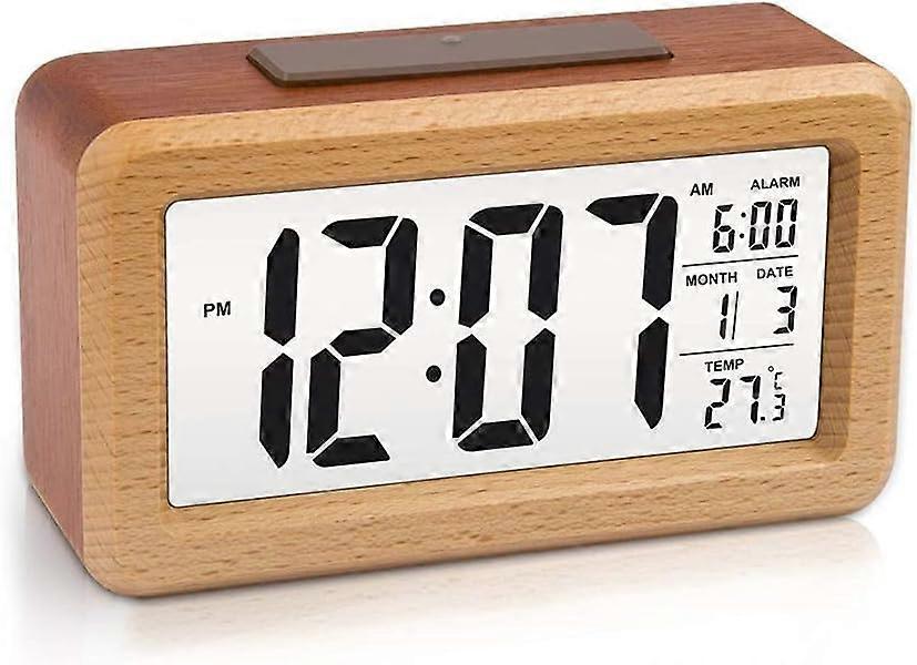 Atomic Desktop Clock Creative Wooden Multifunctional Digital Silent Alarm Clock with Temperature