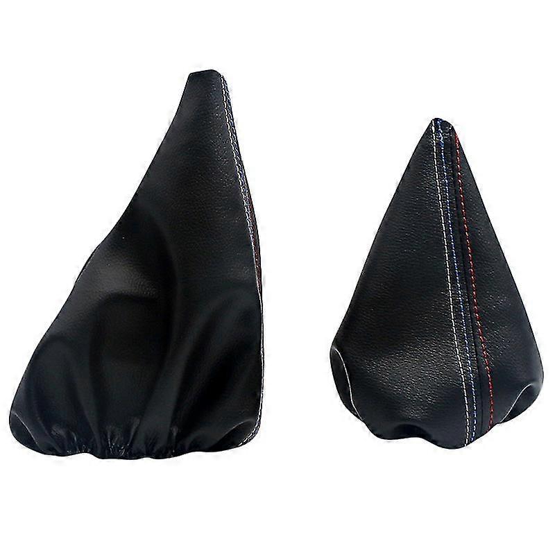 2 Pcs/set New Car Shift Knob Stick Handbrake Leather Gaiter Boot Cover Case Shift Collar For 3 Seri