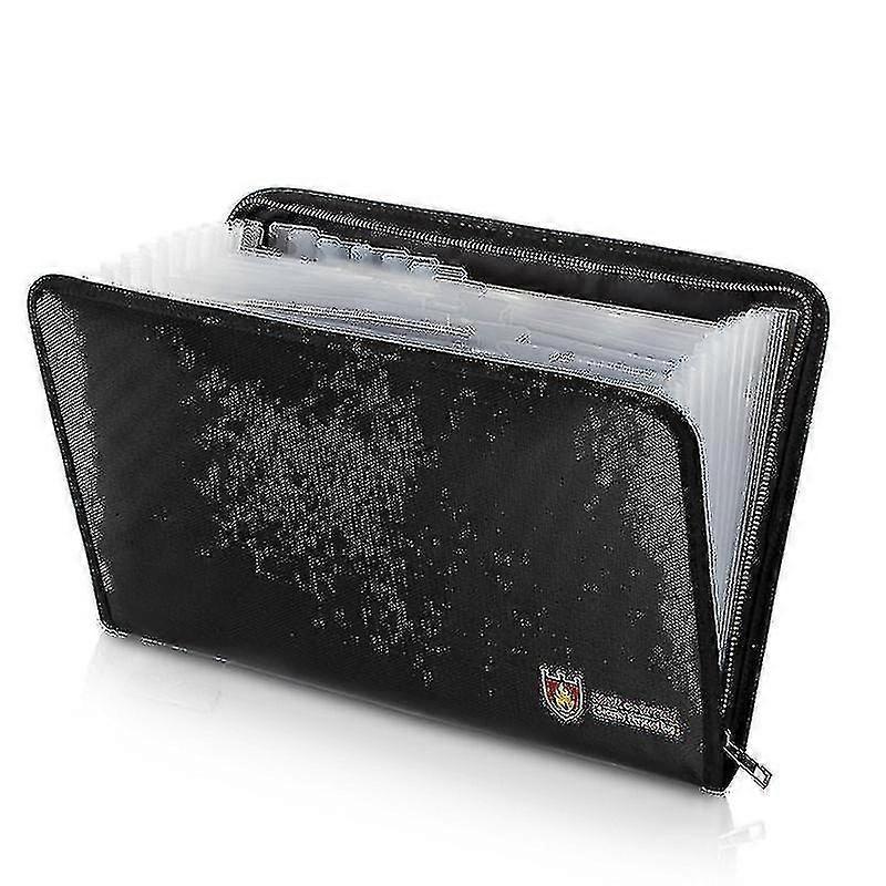 Fireproof Waterproof File Folder Money Document Bag With 12 Pockets Zipper Closure