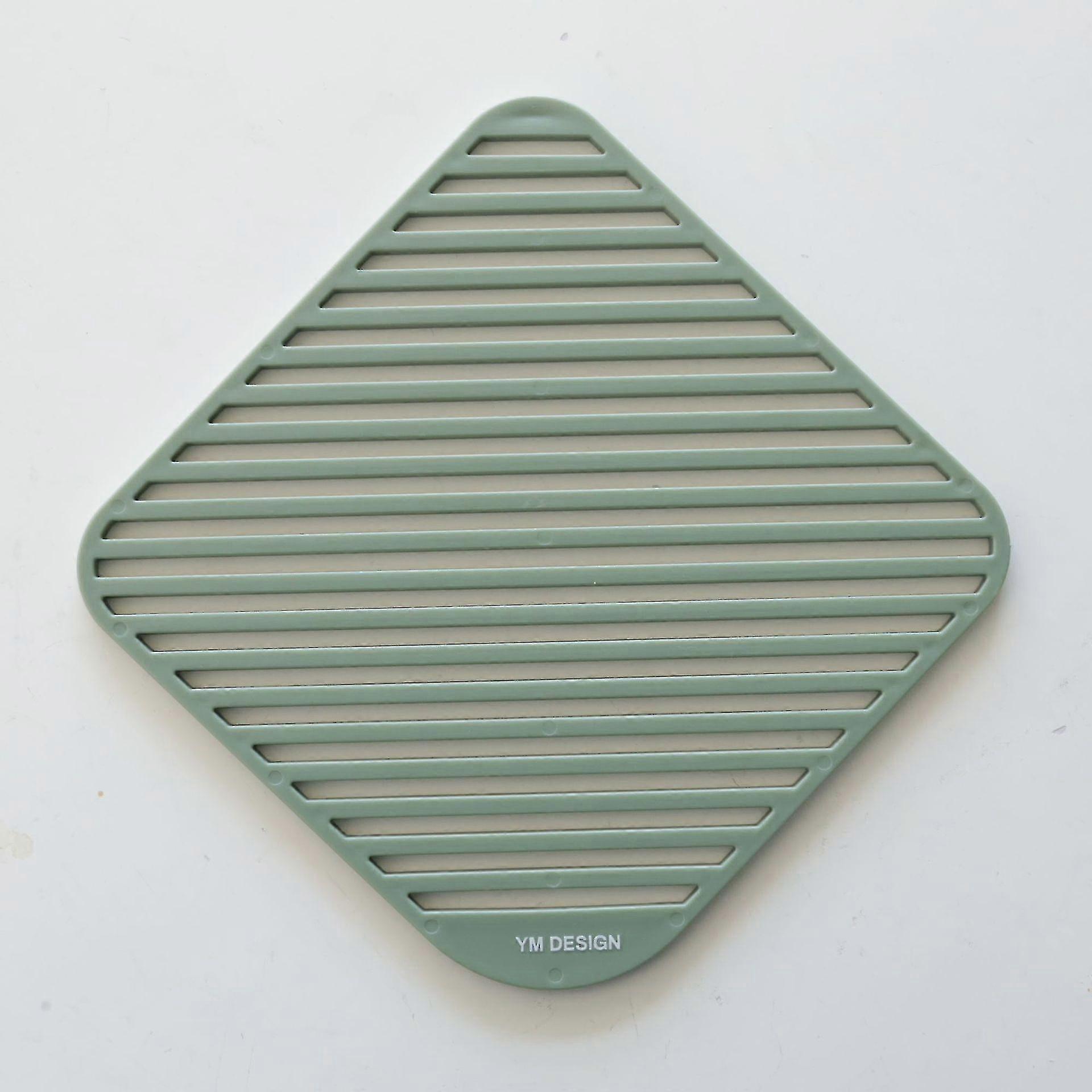 Cutout Cooling Placemat, Geometric Insulation Pad, Square Stripes, Green