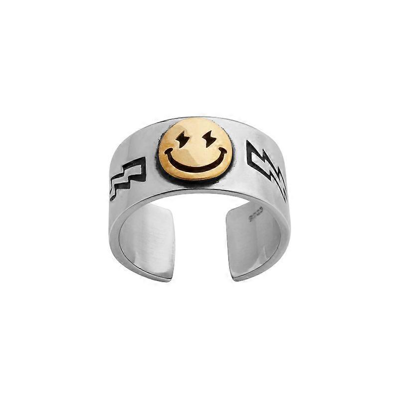 Smiley Face Ring Open Rings,adjustable Wide Smile Knuckle Ring Happy Smiling Rings