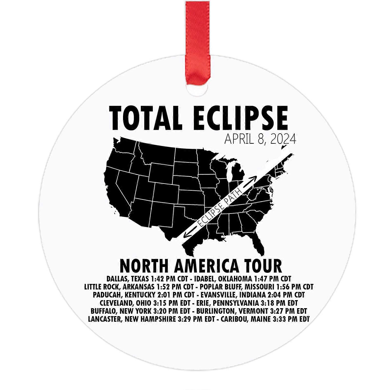 2024 Solar Eclipse Decoration Acrylic Path of Totality States Ornament Total Solar Eclipse Round Pendant Astronomy Lovers Keepsake Gift