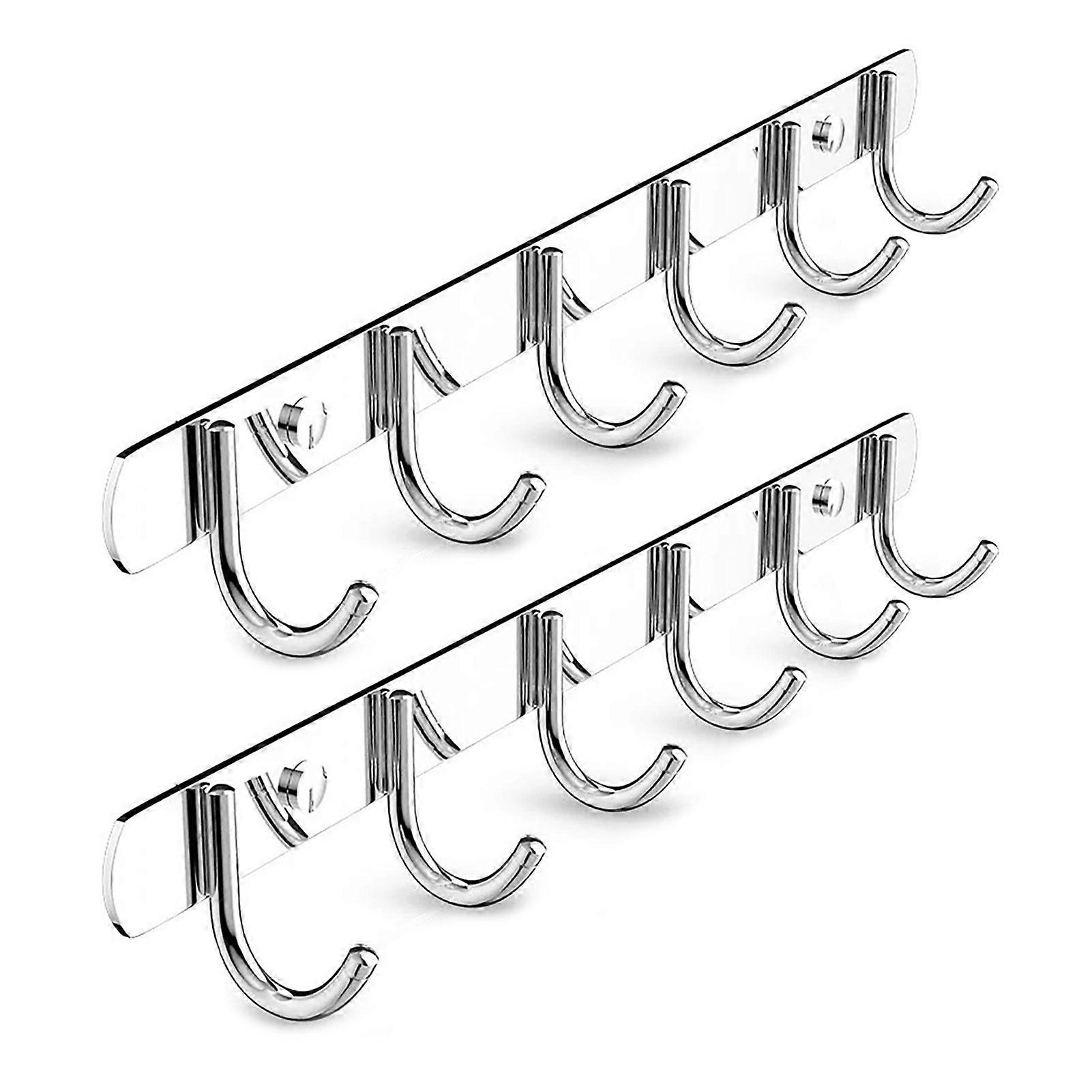 2Pcs Wall Mount Coat Rack Storage Hook Rustproof Corrosion-Resistant Simple Installation Bathroom Kitchen Towel Hanger Hooks