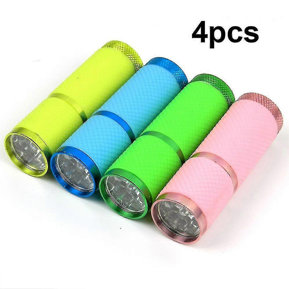 4pcs Mini Bright Light 9led Small Flashlight, Portable Waterproof Outer Strap Fluorescent, Daily Use