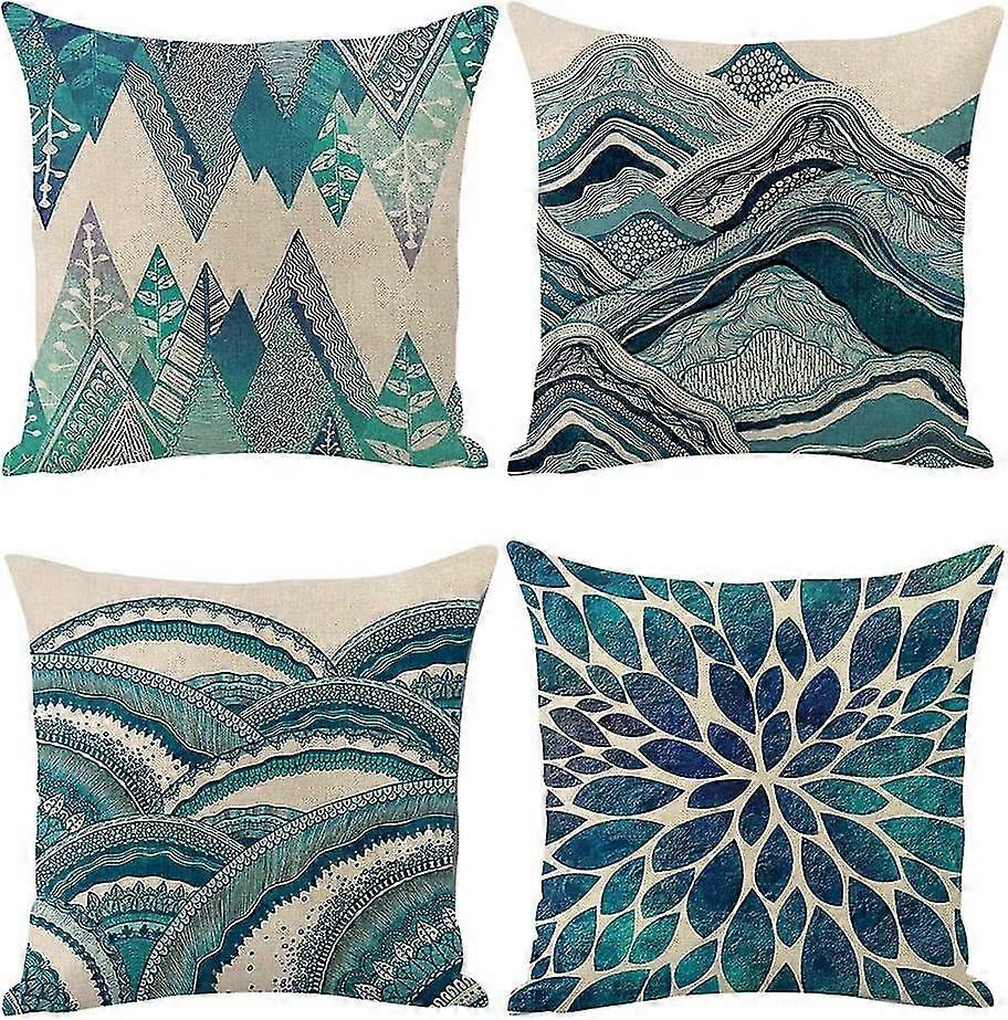 Set Of Modern Teal Throw Pillow